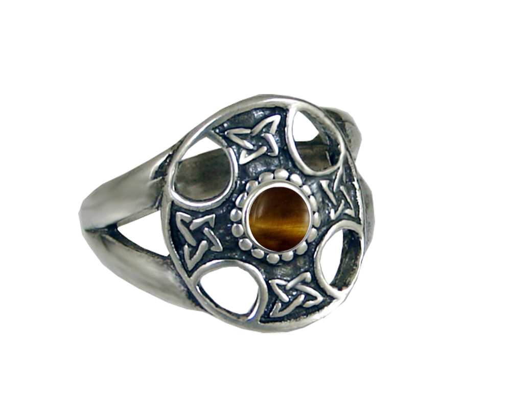 Sterling Silver Celtic Solar Cross Ring With Tiger Eye Size 7 Sterling Silver Celtic Solar Cross Ring With Tiger Eye Size 7